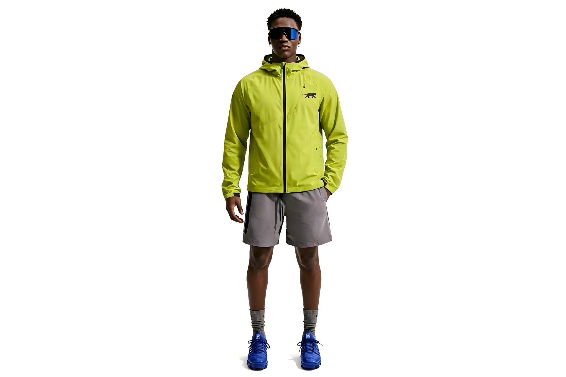 Mens Lightweight Hooded Windbreaker Full Zip Water Repellent Outdoor Running Training Jacket